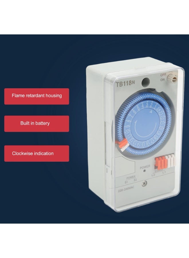 مفتاح الوقت الميكانيكي ، 220V إلى 240V قابلة للبرمجة في الهواء الطلق موقت 24 ساعة موقت ميكانيكي مع مدمج في محرك نبض متزامن لري الحديقة وسخانات المياه - Image 3